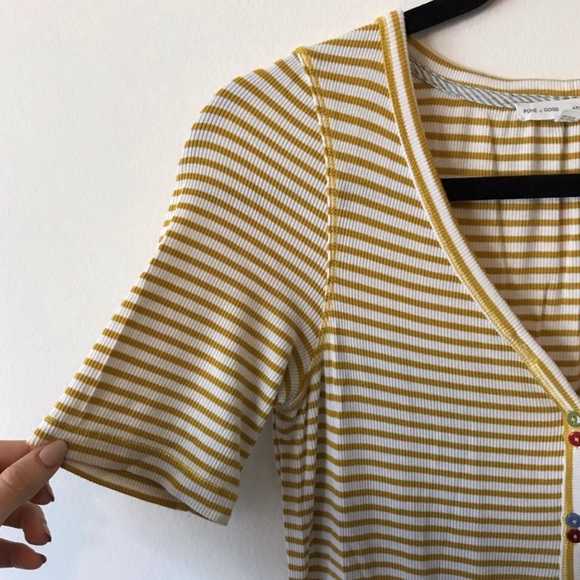 Pure + Good by Anthropologie yellow striped dress - Picture 2 of 5